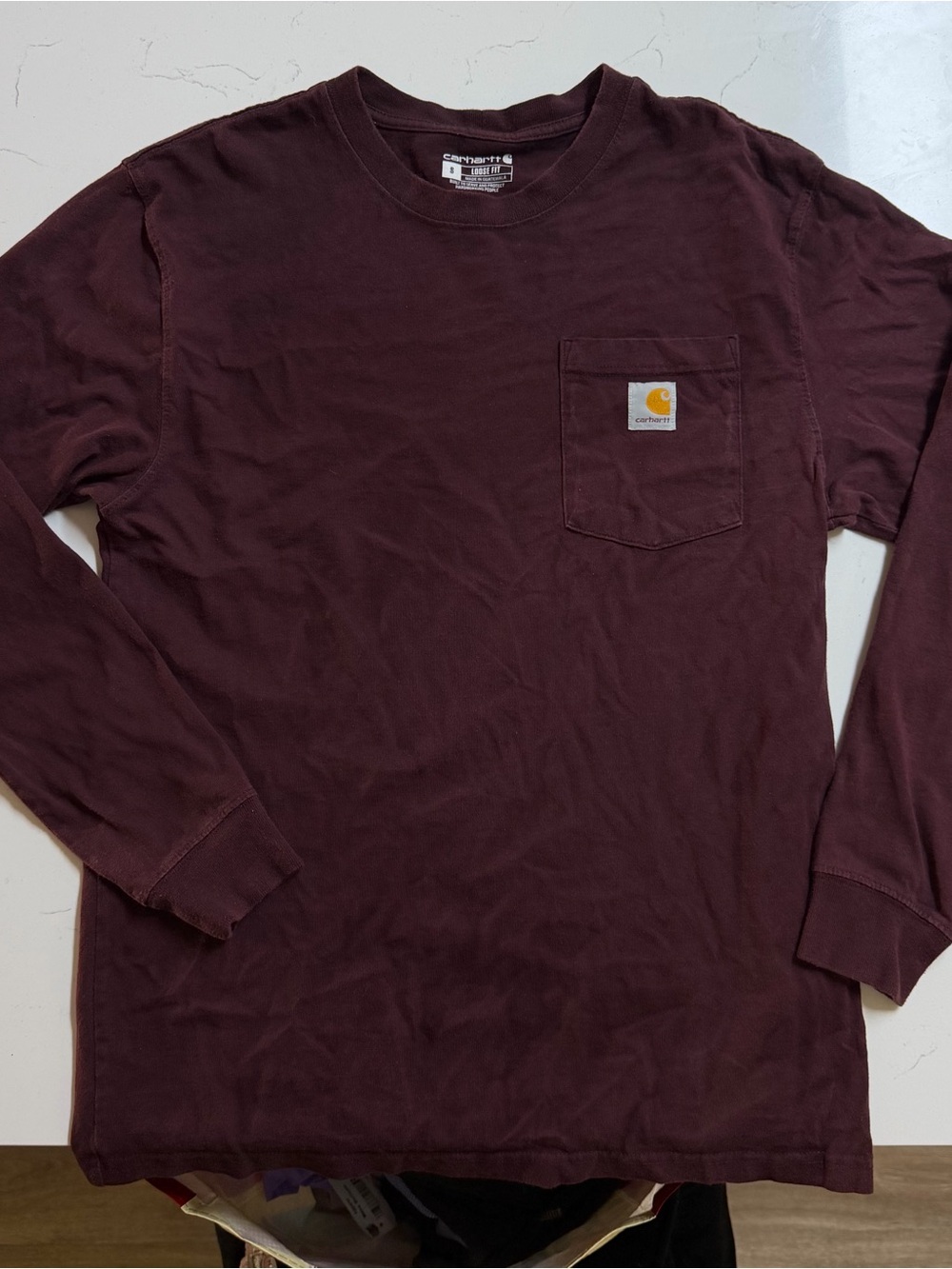 Carhartt Men’s Long Sleeve Pocket Tee - Maroon